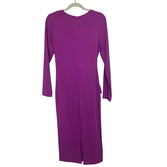 Reiss Valentina Tie Waist Bodycon Midi Dress Sz 4 Magenta